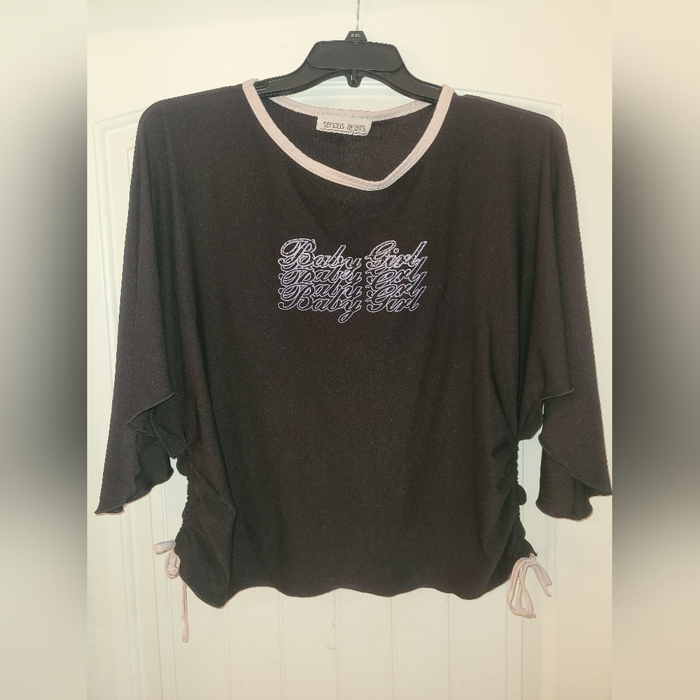 Vintage serious affairs baby girl blouse y2k style XL
